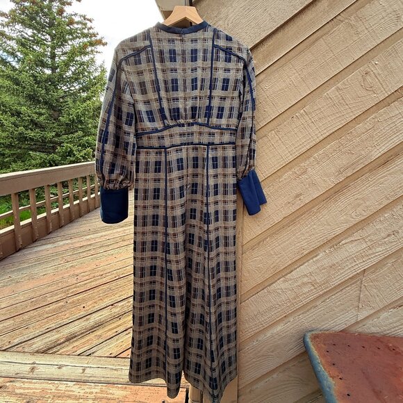 NWT Clane Checked Piping Long Sleeve Maxi Dress - Picture 6 of 16